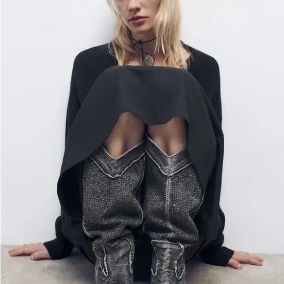 Zara rhinestone cowboy boots that sold out everywhere! Size 38 - Picture 5 of 5